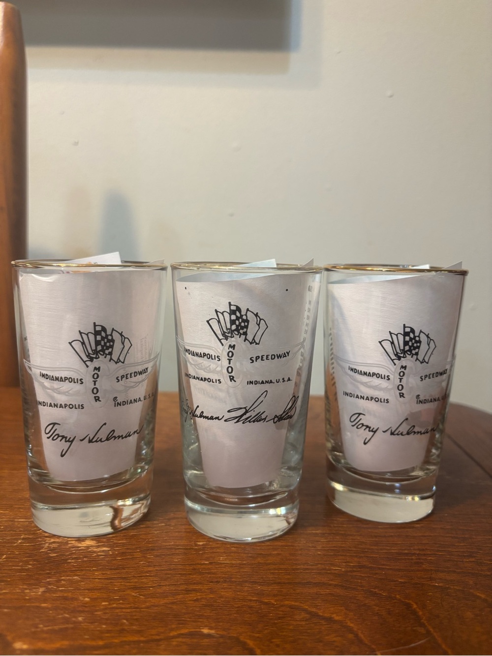 Vintage Tony Hulman Indianapolis Motor Speedway Glasses - Set of 3